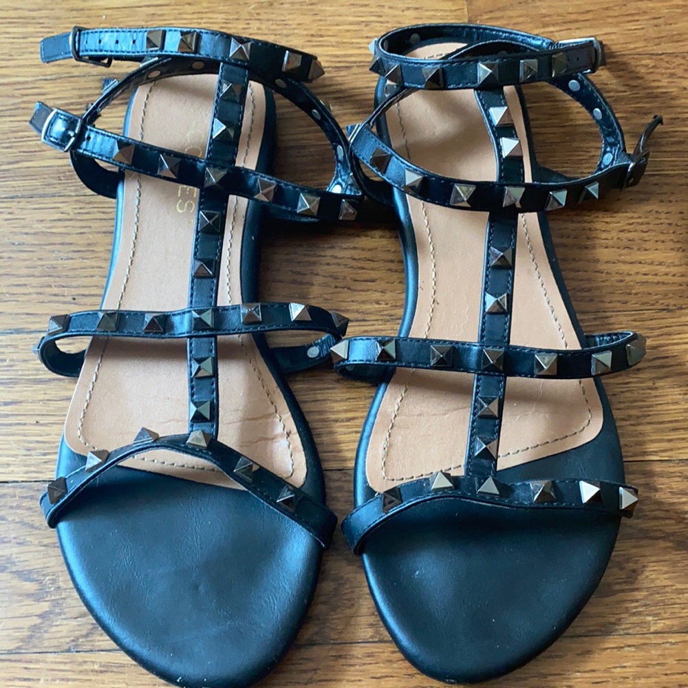Black studded gladiator sandals